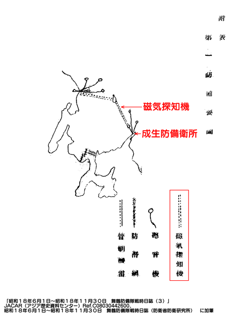 舞鶴防備隊戦時日誌(昭和18年8月)附表 第一防備要図